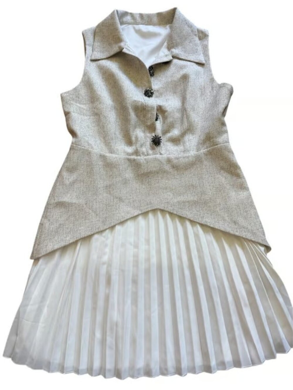 Commense sleeveless collared top panel mini dress medium